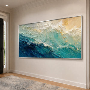 Turquoise Surge in a refined entry hall with silver frame