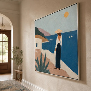 Mediterranean Pause in a refined entry hall with silver frame