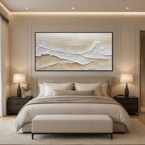 Ivory Strata in a refined bedroom with black frame