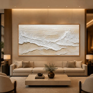 Ivory Strata in a refined hotel interior with wood frame