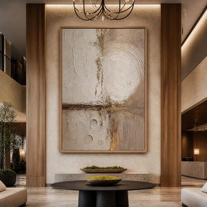 Gilded Divide in a refined hotel interior with wood frame
