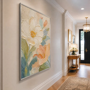 Apricot Petals in a refined entry hall with silver frame