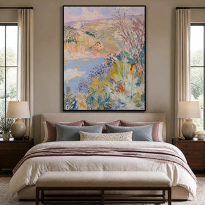 Pastel Garden Light in a refined bedroom with black frame