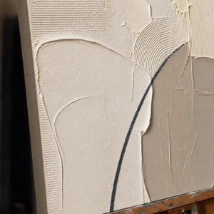 Close-up detail of Quiet Contour showing hand-painted texture and part of the frame