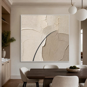 Quiet Contour in a refined dining room with white frame