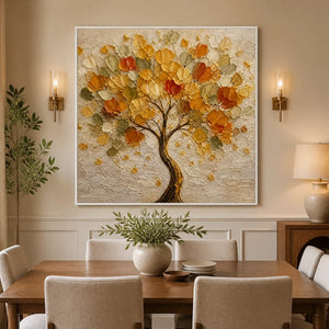 Autumn Crown in a refined dining room with white frame