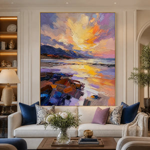 Violet Summit Glow in a refined living room with gold frame