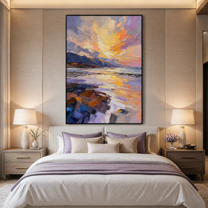 Violet Summit Glow in a refined bedroom with black frame