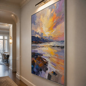Violet Summit Glow in a refined entry hall with silver frame
