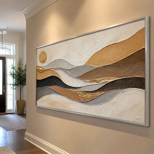 Desert Current in a refined entry hall with silver frame