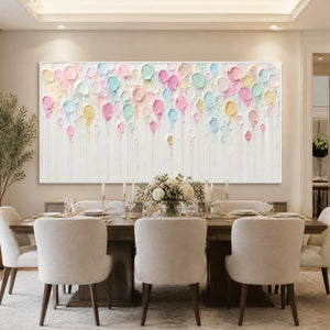 Pastel Petal Rain in a refined dining room with white frame