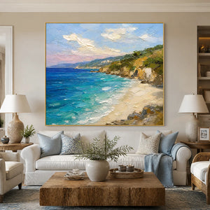 Cliffside Azure in a refined living room with gold frame