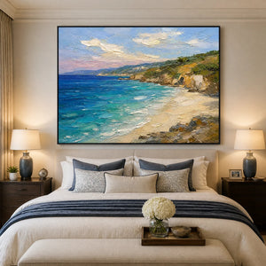 Cliffside Azure in a refined bedroom with black frame