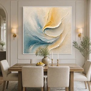 Celestial Fold in a refined dining room with white frame