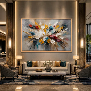 Petal Explosion in a refined hotel interior with wood frame