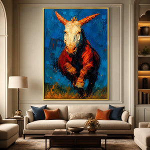 Ember Stallion in a refined living room with gold frame