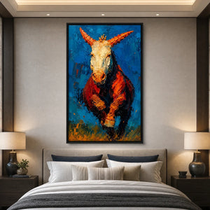 Ember Stallion in a refined bedroom with black frame