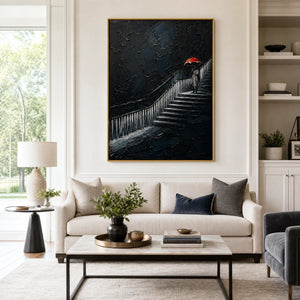 Ascent In Red in a refined living room with gold frame