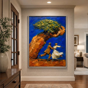 Beneath The Golden Tree in a refined entry hall with silver frame
