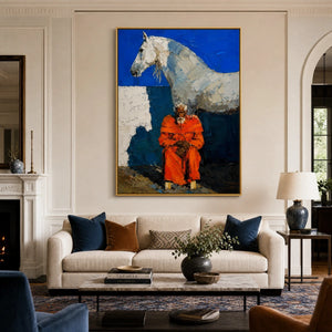 Scarlet Riders in a refined living room with gold frame
