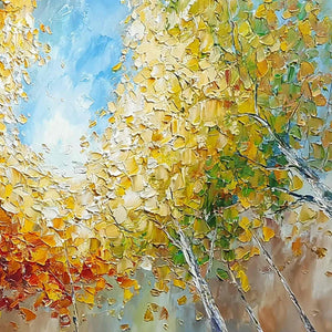 Autumn's Gaze Palette Knife Forest Landscape Oil Painting