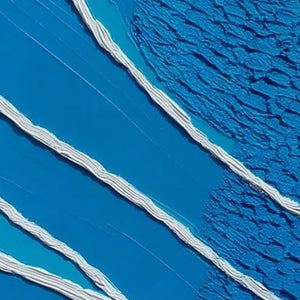 Original abstract blue oil painting 'Azure Current' with impasto lines