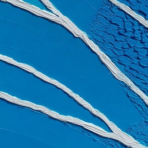 Azure Current abstract blue impasto oil painting, textured original wall art