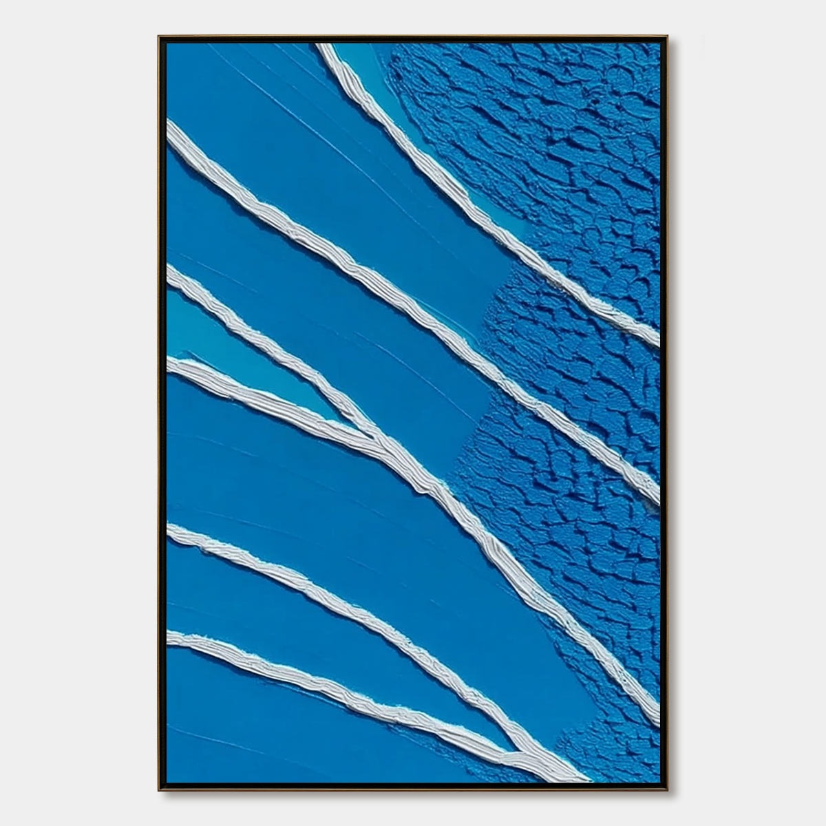 Azure Current | Textured Abstract Blue Vertical Oil Painting