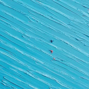 Textured abstract blue oil painting with impasto strokes, 'Azure Drift' wall art.
