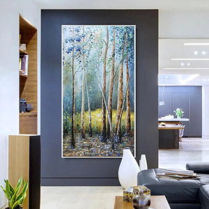 Vertical Forest Landscape Oil Painting
