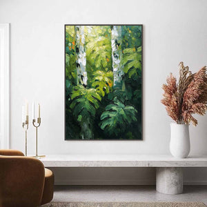 BIRCHWOOD WHISPERS: Textured Impasto Forest & Birch Tree Painting