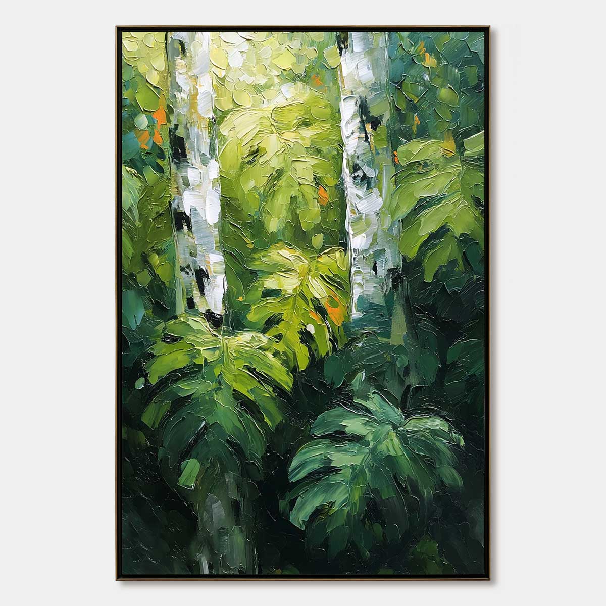 BIRCHWOOD WHISPERS: Textured Impasto Forest & Birch Tree Painting