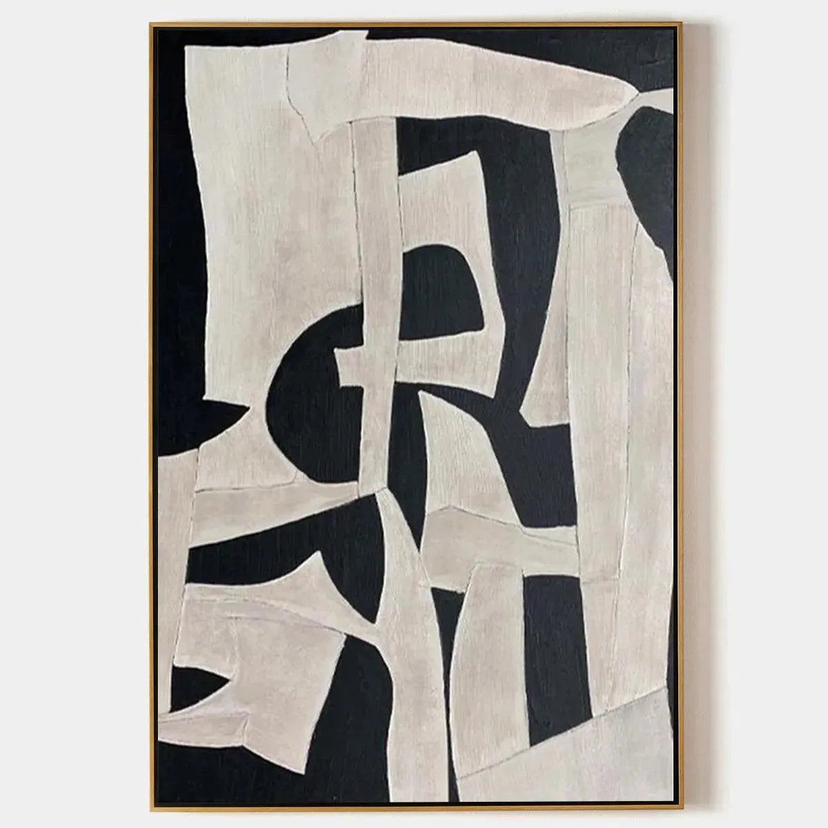 Black and White Abstract by Javier Ramirez, minimalist art, modern elegance, premium canvas, framed