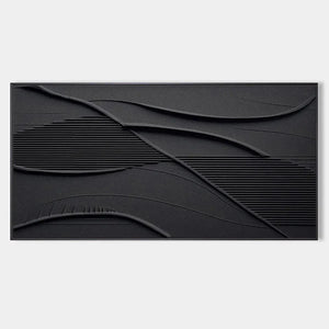 BLACK TEXTURED WAVES: Minimalist Textured Painting