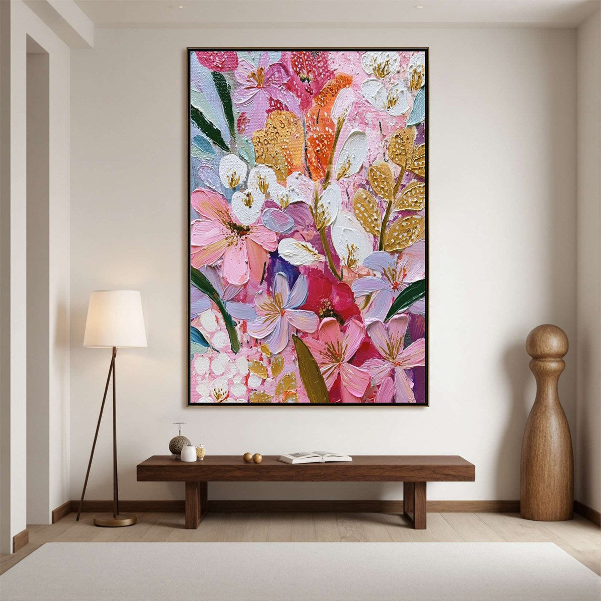 BLOOMING RHAPSODY: Textured Impasto Floral Oil Painting