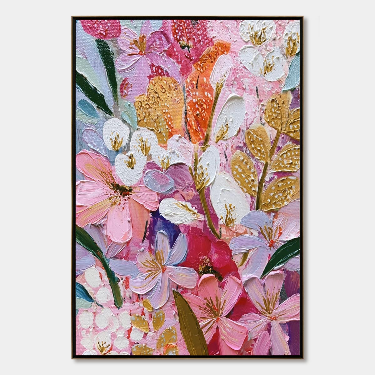 BLOOMING RHAPSODY: Textured Impasto Floral Oil Painting
