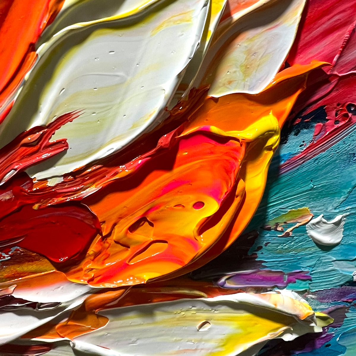 BLOOMING BURST: Textured Impasto Floral Oil Painting