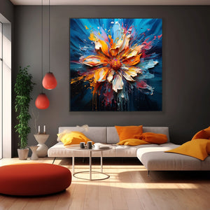 Blooming Burst: Original Impasto Floral Oil Painting - Textured Flower Wall Art Decor