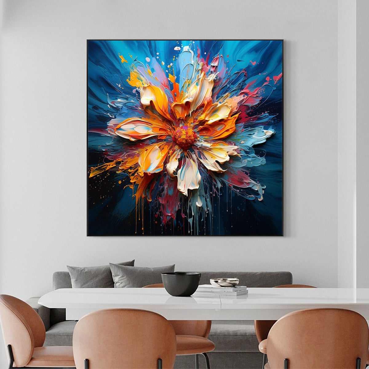 Blooming Burst: Original Impasto Floral Oil Painting - Textured Flower Wall Art Decor