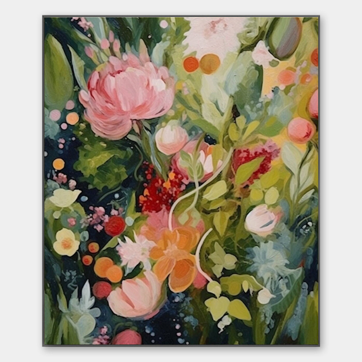 Blooming Rhapsody: Original Textured Floral Oil Painting - Colorful Flower Wall Art