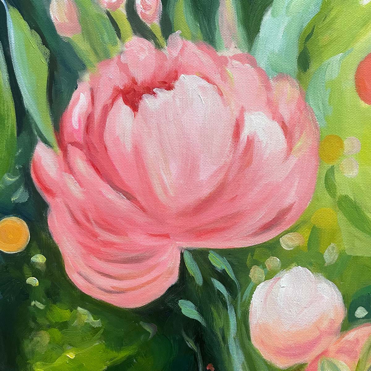 BLOOMING RHAPSODY: Textured Floral Oil Painting