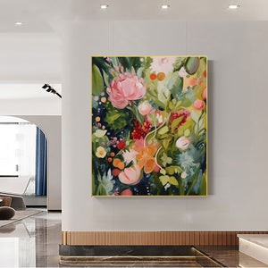 Blooming Rhapsody: Original Textured Floral Oil Painting - Colorful Flower Wall Art