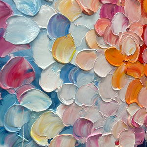 Blooming Rhapsody: Original Impasto Floral Oil Painting - Colorful Textured Wall Art