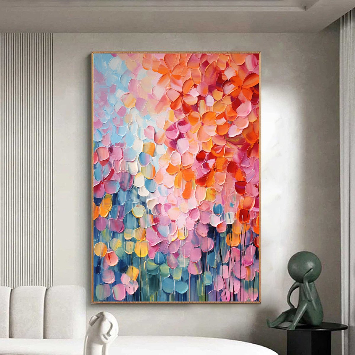 Blooming Rhapsody: Original Impasto Floral Oil Painting - Colorful Textured Wall Art