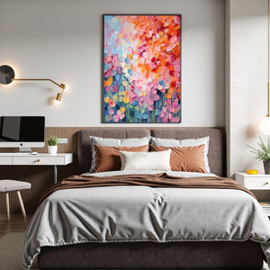 Blooming Rhapsody: Original Impasto Floral Oil Painting - Colorful Textured Wall Art