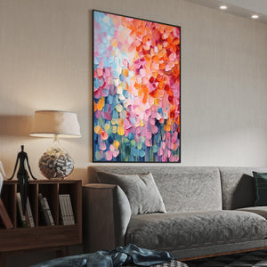 Blooming Rhapsody: Original Impasto Floral Oil Painting - Colorful Textured Wall Art