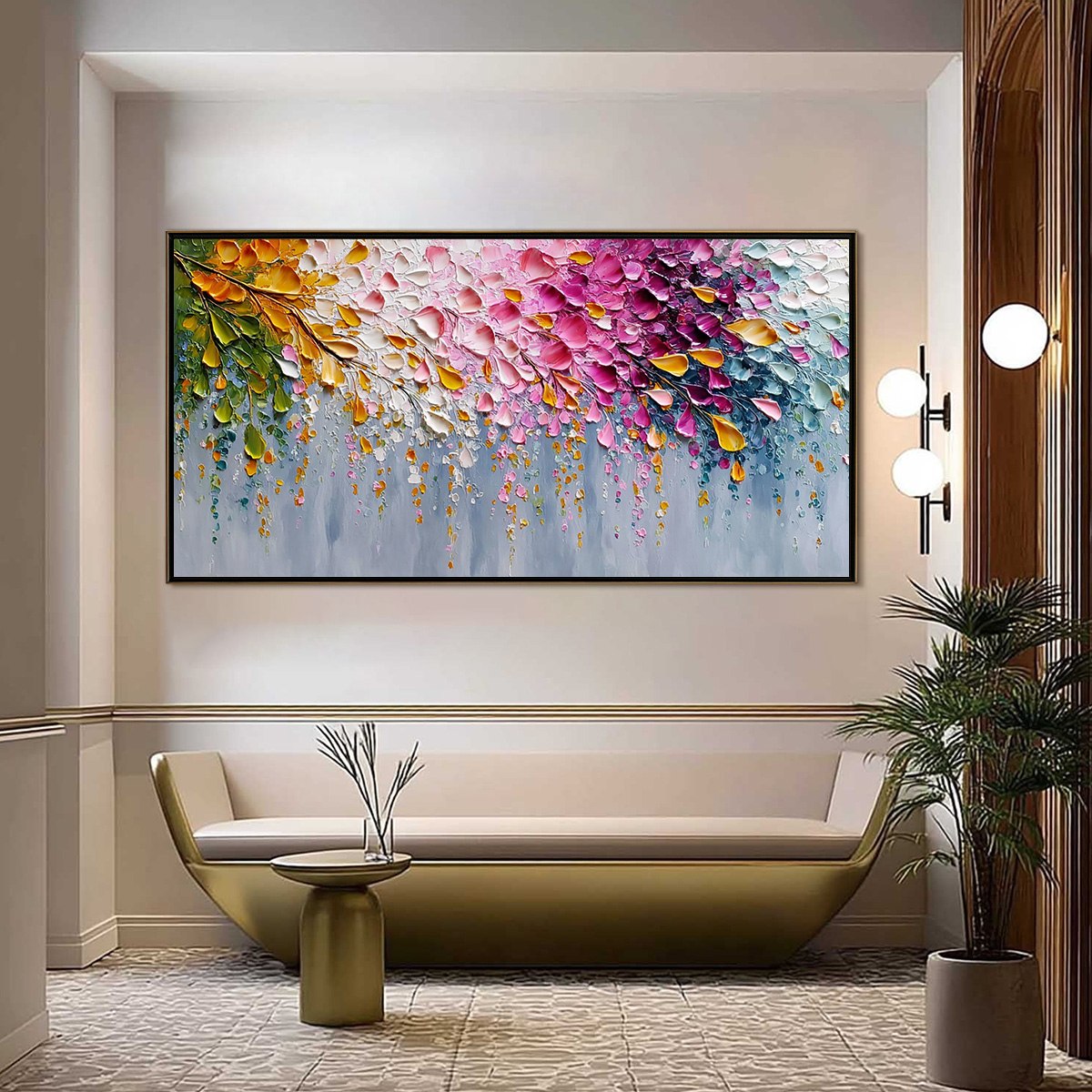 BLOSSOM CASCADE: Heavily Textured Palette Knife Floral Painting