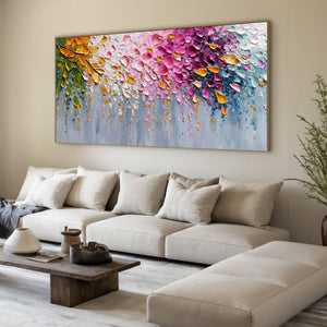 BLOSSOM CASCADE: Heavily Textured Palette Knife Floral Painting