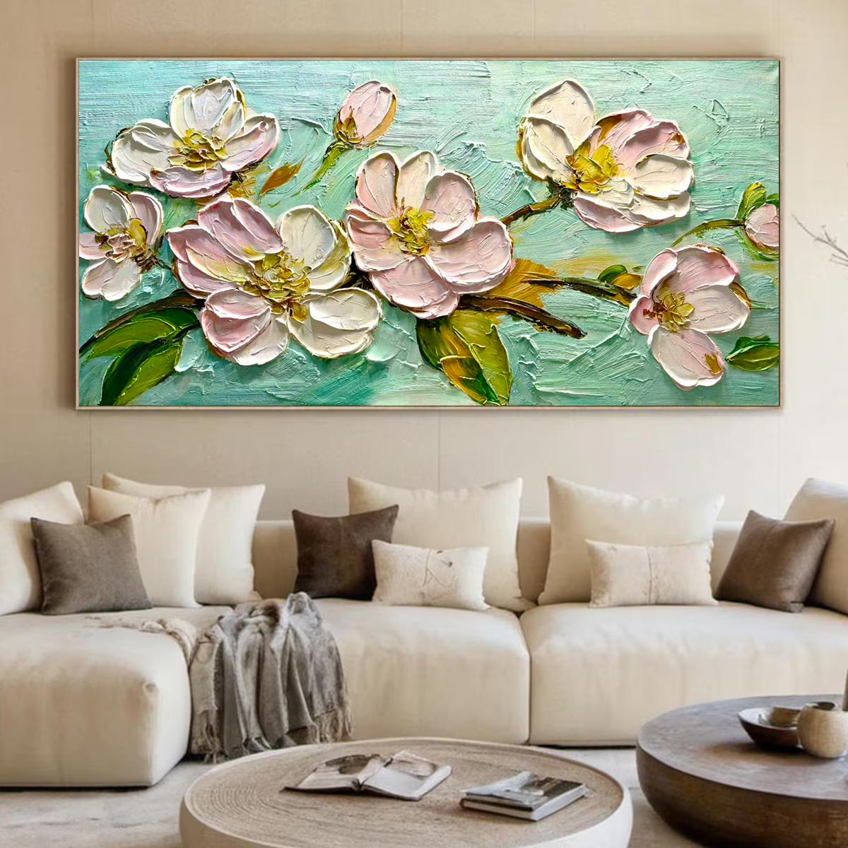 Ready to Ship |BLOSSOM SERENADE: Textured Impasto Floral Oil Painting