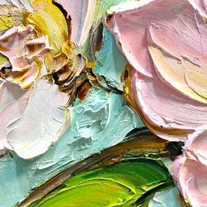 Ready to Ship |BLOSSOM SERENADE: Textured Impasto Floral Oil Painting